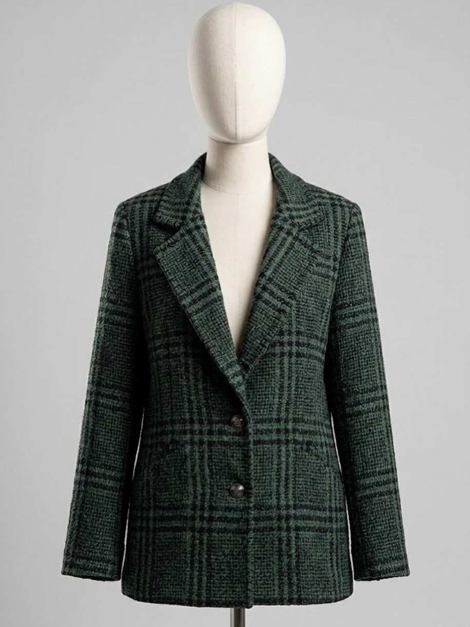 Yeşil Ekose Blazer Ceket